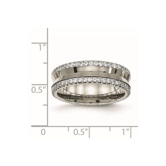 Kazi Luxury Chisel Titanium Polished with CZ 6.5mm Concave Band - Picture 6 of 9